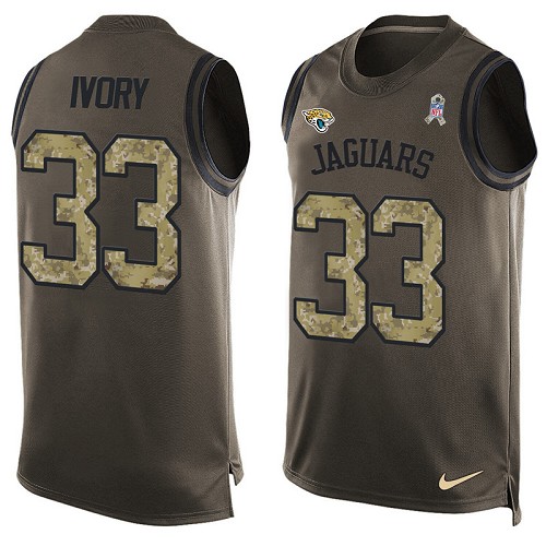 Men's Limited Chris Ivory Nike Jersey Green - #33 Salute to Service Tank Top NFL Jacksonville Jaguars